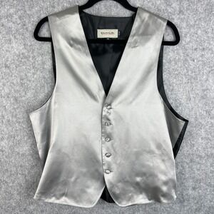 Emanuel Ungaro Silk Waistcoat Vest Mens Medium Silver Gray Handmade